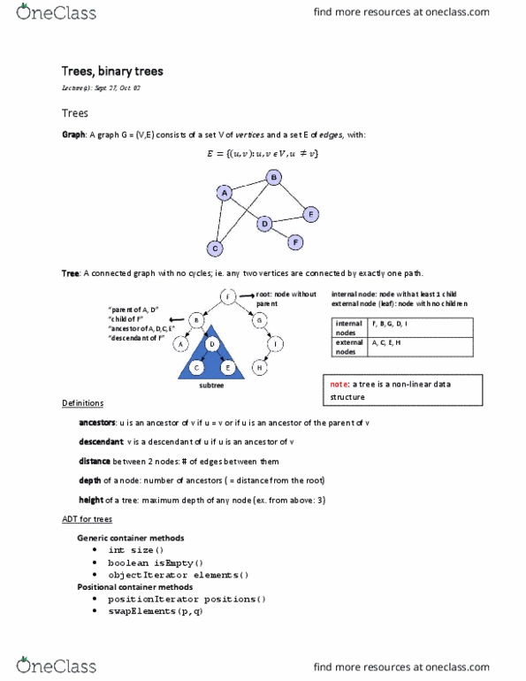 CSI 2110 Lecture Notes - Lecture 7: Structured Document, Binary Tree thumbnail