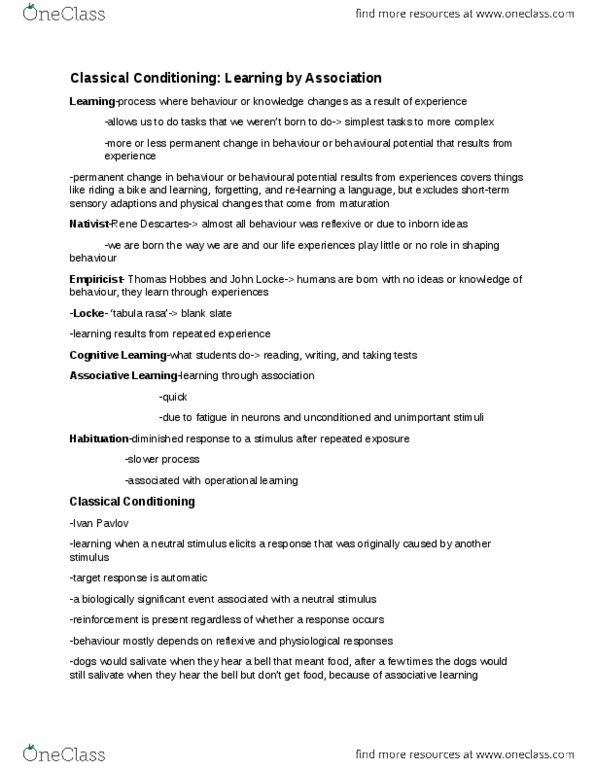 PSYC 100 Chapter Notes -Contiguity, Longrun, Edward C. Tolman thumbnail