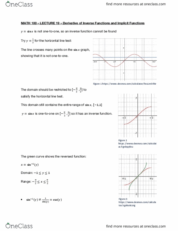 Math 100 Lecture Notes Lecture 25 Derivative Test Second Derivative Inflection