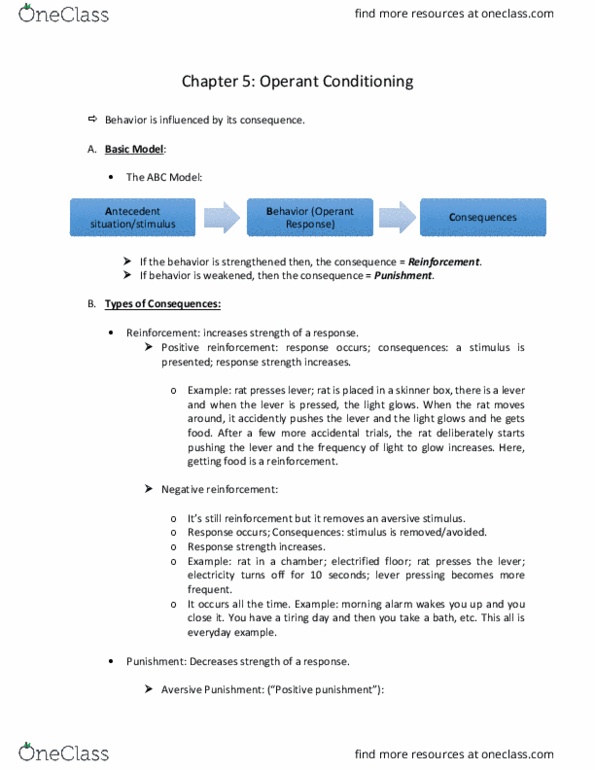 PSYCH 101 Lecture Notes - Lecture 23: Operant Conditioning, Operant Conditioning Chamber, Reinforcement thumbnail