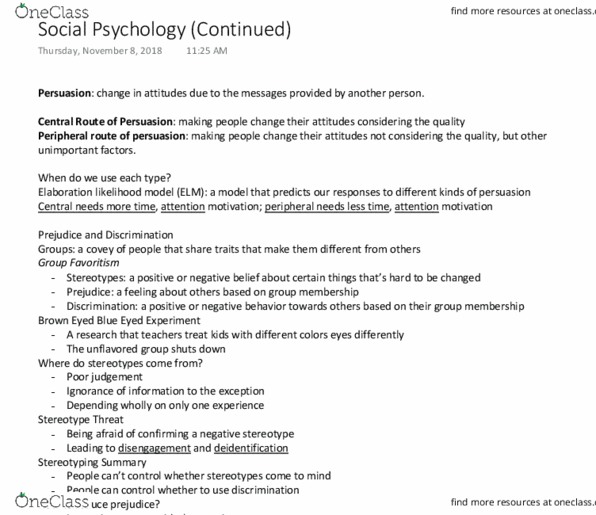 PSYCH 1100 Lecture Notes - Lecture 24: Social Loafing, Group Polarization, Deindividuation cover image