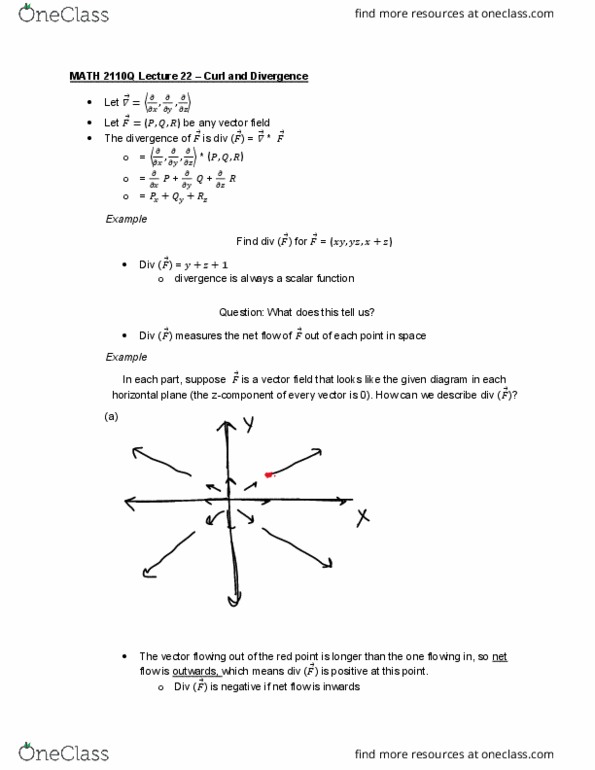 MATH 2110Q Lecture 22: Curl and Divergence cover image