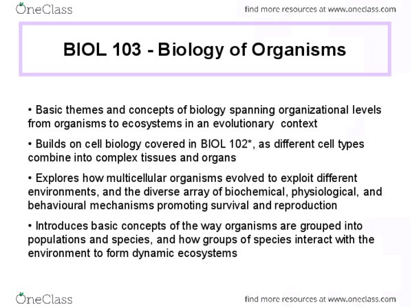 BIOL 103 Lecture : Biology 103 week 1 annotated notes thumbnail