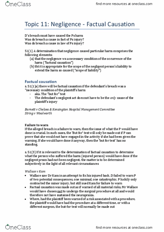 LAW1113 Lecture Notes - Lecture 11: Hospital Management Committee, Area Health Authority, Susan Kiefel thumbnail