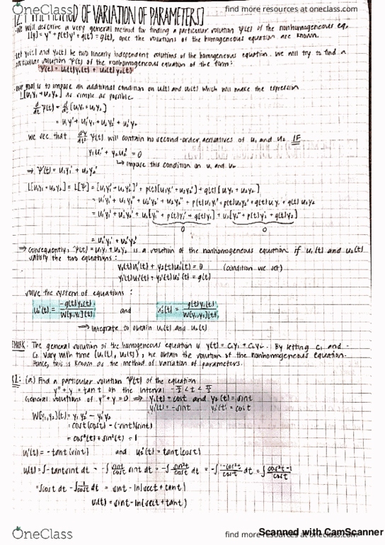 MATH-UA 262 Chapter 2: 2.4 The Method of Variation of Parameters thumbnail