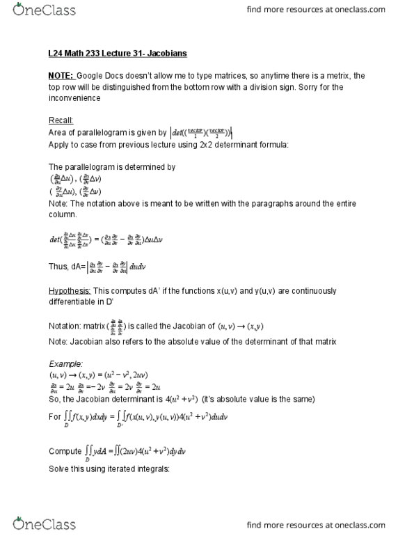 L24 Math 233 Lecture Notes - Lecture 31: Parallelogram, Nissan L Engine thumbnail