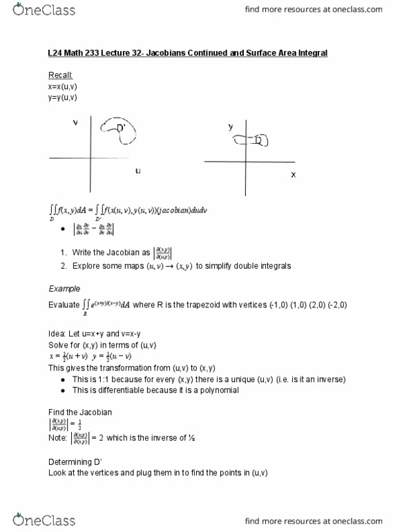 L24 Math 233 Lecture Notes - Lecture 32: Nissan L Engine, Linear Map, Cross Product cover image