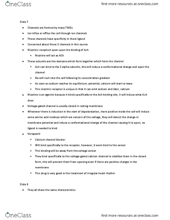 BIO200H5 Lecture Notes - Lecture 6: Calcium Channel Blocker, Nicotinic Acetylcholine Receptor, Transition-Minimized Differential Signaling thumbnail