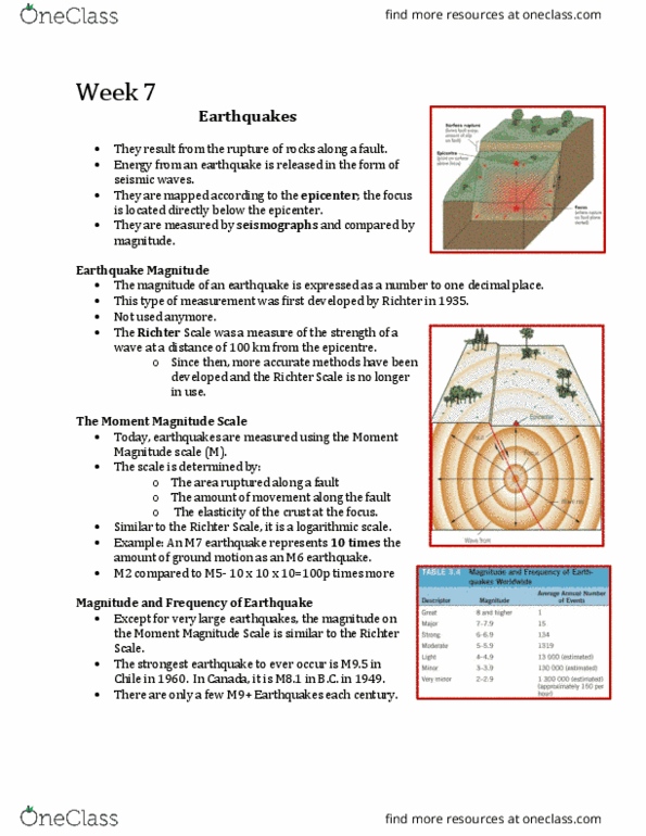 Geography 2152F/G Lecture Notes - Lecture 9: Logarithmic Scale, Epicenter, Seismometer thumbnail