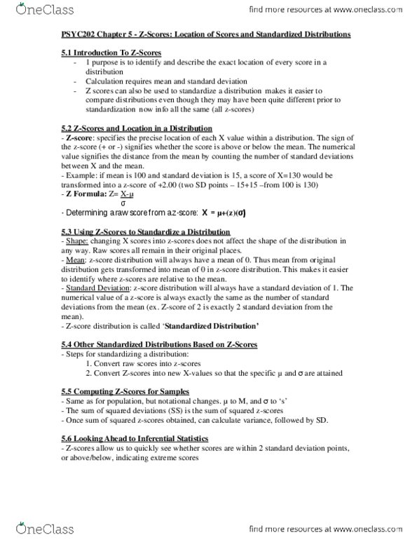 PSYC 202 Chapter Notes - Chapter 5: Standard Deviation, Squared Deviations From The Mean thumbnail