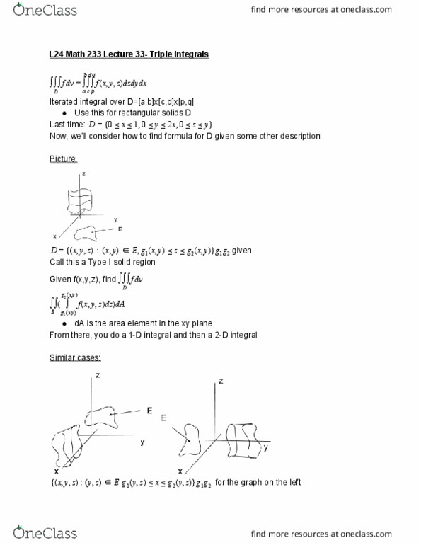 L24 Math 233 Lecture Notes - Lecture 33: Iterated Integral, Nissan L Engine, Jacobian Matrix And Determinant cover image