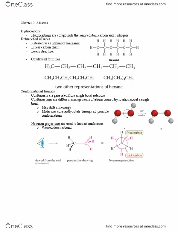 CHE 201LLR Lecture Notes - Lecture 2: Alkane, Newman Projection, Lewis Structure thumbnail
