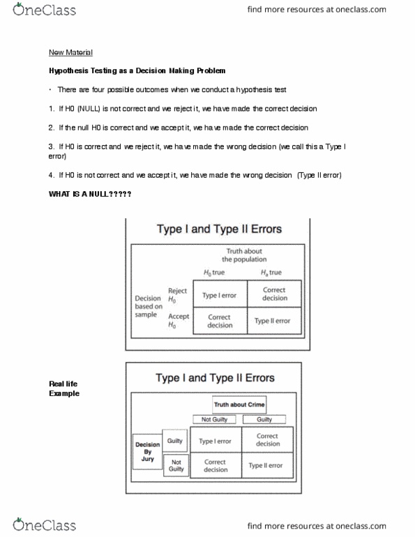 SOAN 2120 Lecture Notes - Lecture 8: Type I And Type Ii Errors, Statistical Hypothesis Testing, Criminology thumbnail