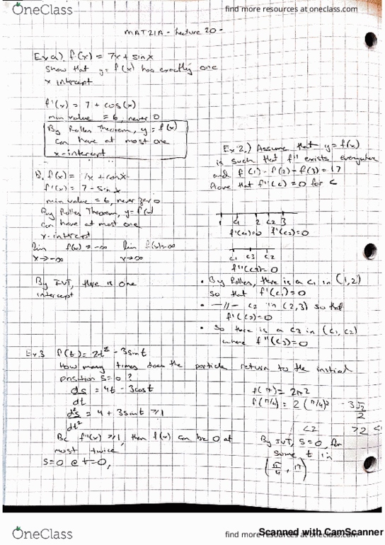 MAT 21A Lecture 20: MVT cover image