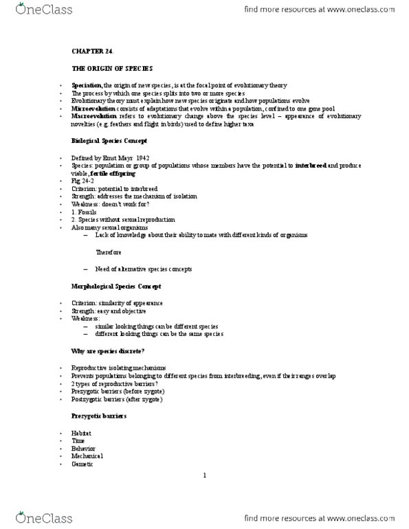 BIOL 226 Lecture Notes - Cichlid, Punctuated Equilibrium, Hybrid Zone thumbnail