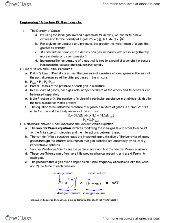 ENGR 1A Lecture Notes - Lecture 19: Ideal Gas Law, Molar Mass thumbnail