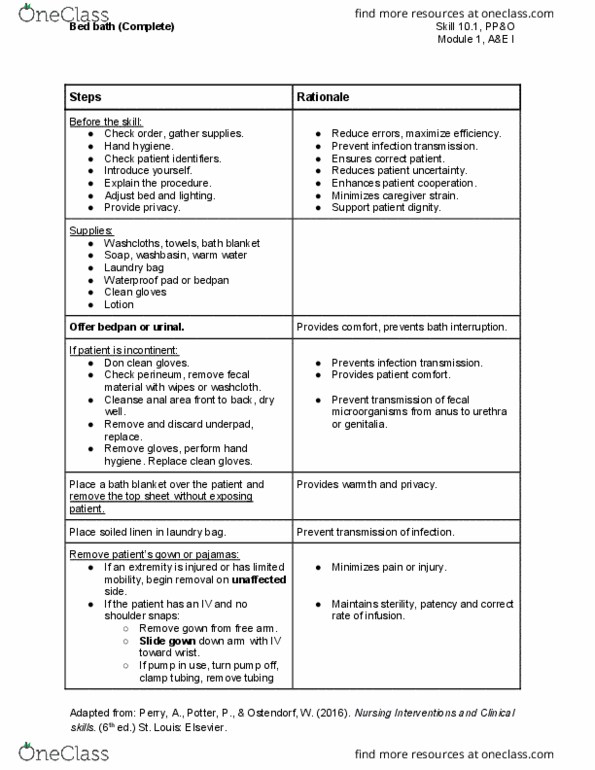 NURSE-UN 240 Lecture Notes - Lecture 1: Bedpan, Towel, Perineum thumbnail