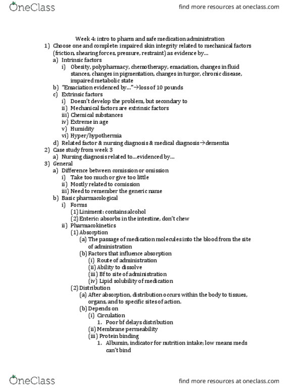 NURSE-UN 240 Lecture Notes - Lecture 4: Liniment, Nursing Diagnosis, Emaciation thumbnail