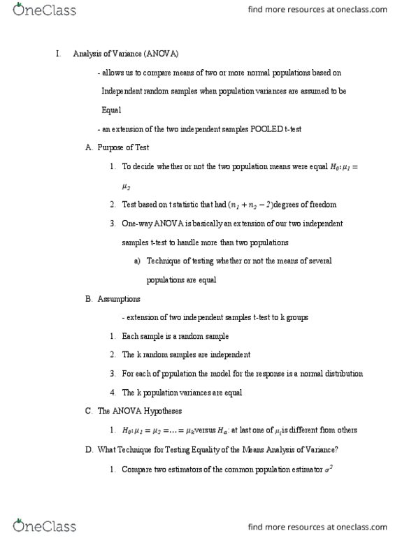 STATS 250 Lecture Notes - Lecture 29: Analysis Of Variance, Null Hypothesis cover image