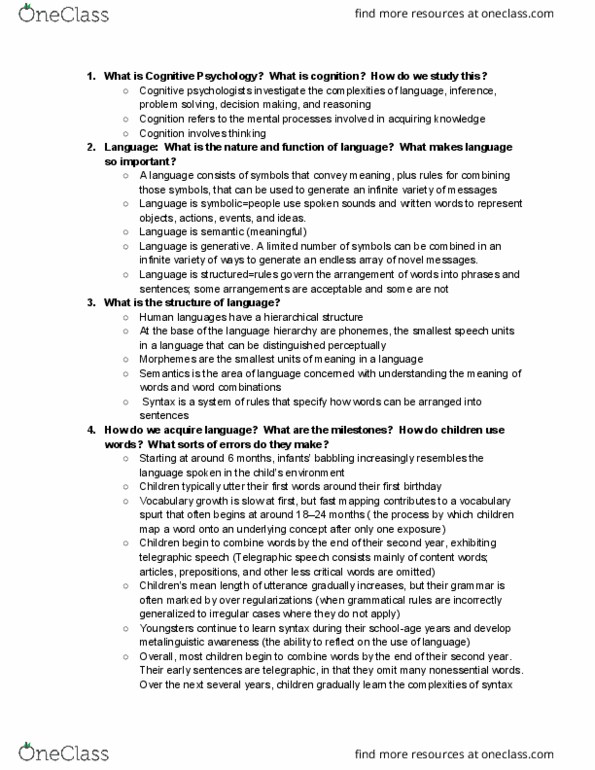 PSYC 1001 Chapter Notes - Chapter 8: Metalinguistic Awareness, Problem Solving, Decision-Making thumbnail