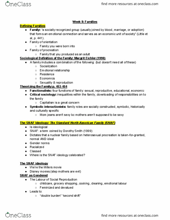 SOCI 1001 Lecture Notes - Lecture 8: Critical Theory, Nuclear Family, Civil Marriage Act thumbnail