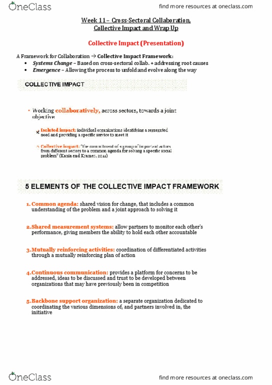 COMM1000 Lecture 11: Week 11 Lecture – Cross-sectoral collaboration, collective impact and wrap up thumbnail