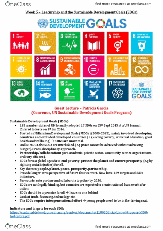 COMM1000 Lecture Notes - Lecture 5: Sustainable Development Goals, Millennium Development Goals, Malala Yousafzai thumbnail