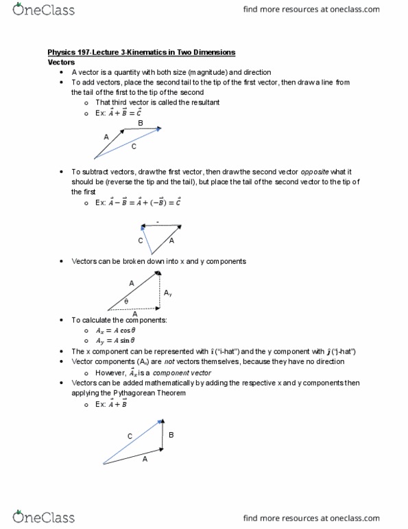 Physics 197 Lecture Notes - Lecture 3: Pythagorean Theorem, Inverse Trigonometric Functions cover image