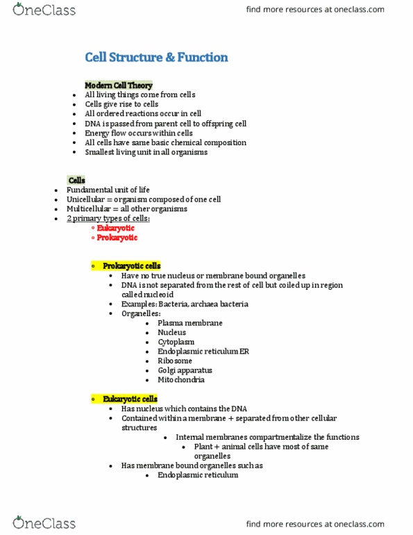 AEBI 120 Lecture Notes - Lecture 4: Cellular Respiration, Nucleoid, Cell Theory cover image