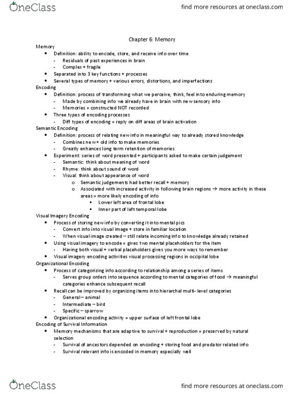 PSYC 100 Lecture Notes - Lecture 6: Frontal Lobe, Occipital Lobe, Temporal Lobe thumbnail