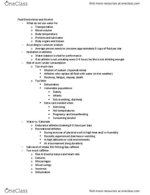 NUTRITN 130 Lecture Notes - Lecture 26: Hyponatremia, Electrolyte, Fluid Balance thumbnail