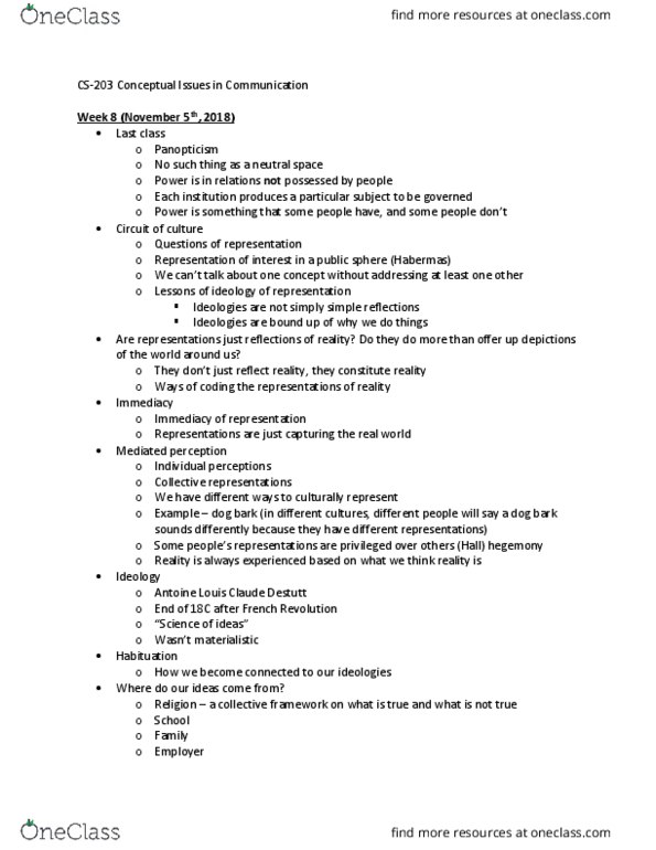 CS203 Lecture Notes - Lecture 8: Antoine Louis, Panopticism, Habituation thumbnail