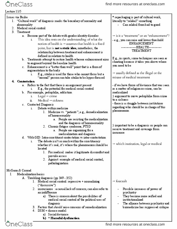 SOC 445 Lecture Notes - Lecture 8: Pedophilia, Methylphenidate, Medical Model thumbnail