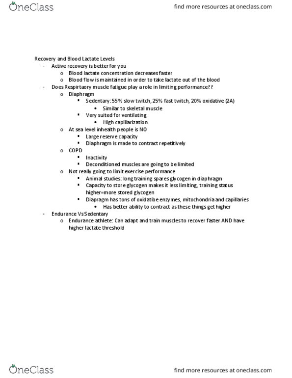 KNES 360 Lecture Notes - Lecture 8: Skeletal Muscle, Chronic Obstructive Pulmonary Disease, Glycogen thumbnail