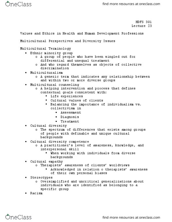 HDFS 301 Lecture Notes - Lecture 23: Cultural Diversity, Racism, Apache Hadoop thumbnail