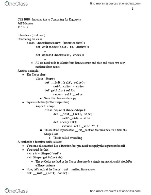 CSE 1010 Lecture Notes - Lecture 23: Init cover image