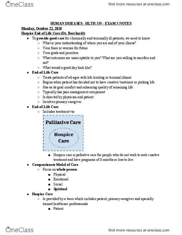 HLTH 335 Lecture Notes - Lecture 30: Palliative Care, Pain Management, Advance Healthcare Directive thumbnail