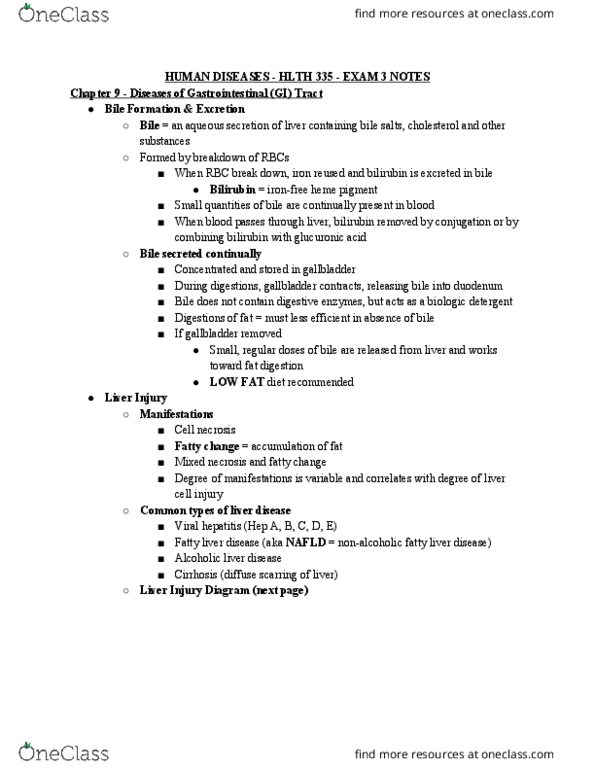 HLTH 335 Lecture Notes - Lecture 35: Non-Alcoholic Fatty Liver Disease, Alcoholic Liver Disease, Bile Acid thumbnail