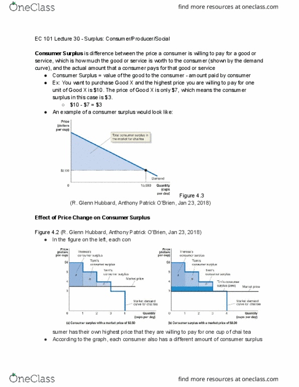 CAS EC 101 Lecture Notes - Lecture 30: Masala Chai, Demand Curve, Marginal Cost cover image