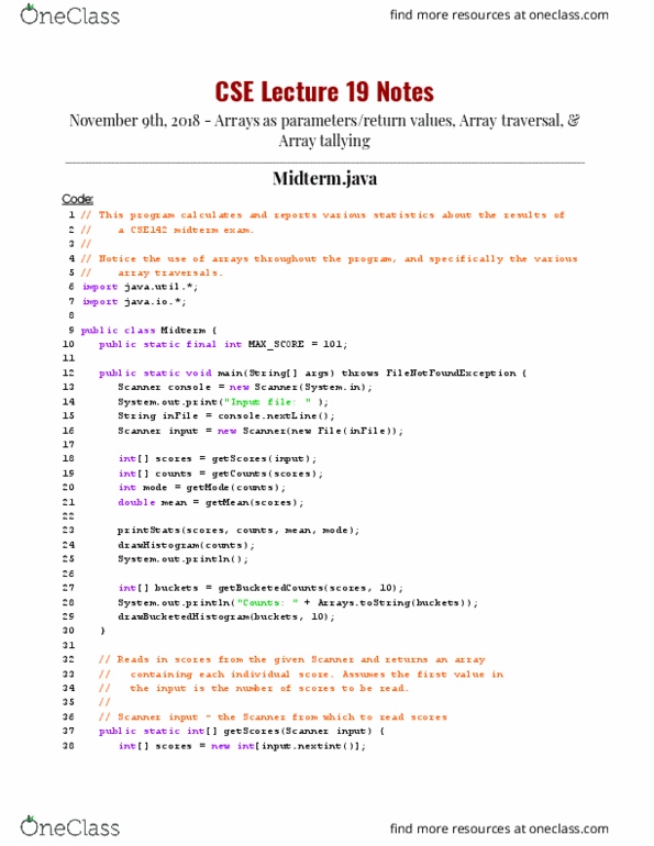 CSE 142 Lecture 20: Arrays as parameters/return values, Array traversal, & Array tallying cover image