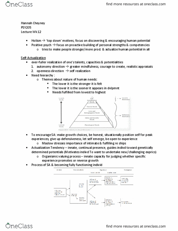 PSY205 Lecture Notes - Lecture 12: Psych, Motivation thumbnail