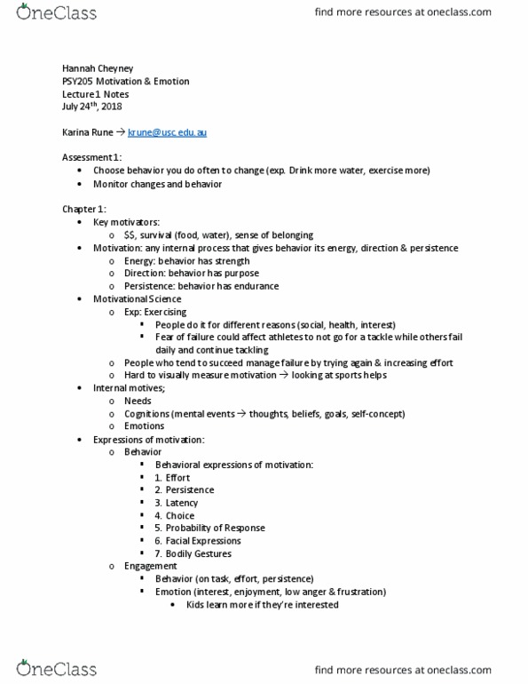 PSY205 Lecture Notes - Lecture 1: Cortisol, Max Wertheimer, Leon Festinger thumbnail