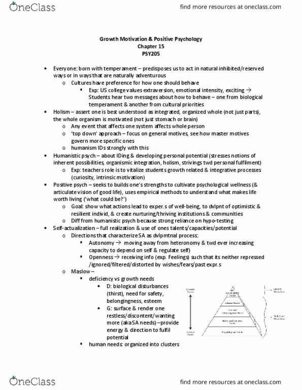 PSY205 Chapter Notes - Chapter 15: Motivation, Extraversion And Introversion, Eudaimonia thumbnail