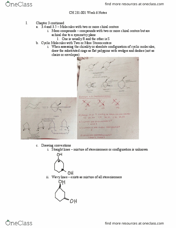 CH 231 Lecture Notes - Lecture 6: Absolute Configuration, Stereoisomerism, Specific Rotation thumbnail
