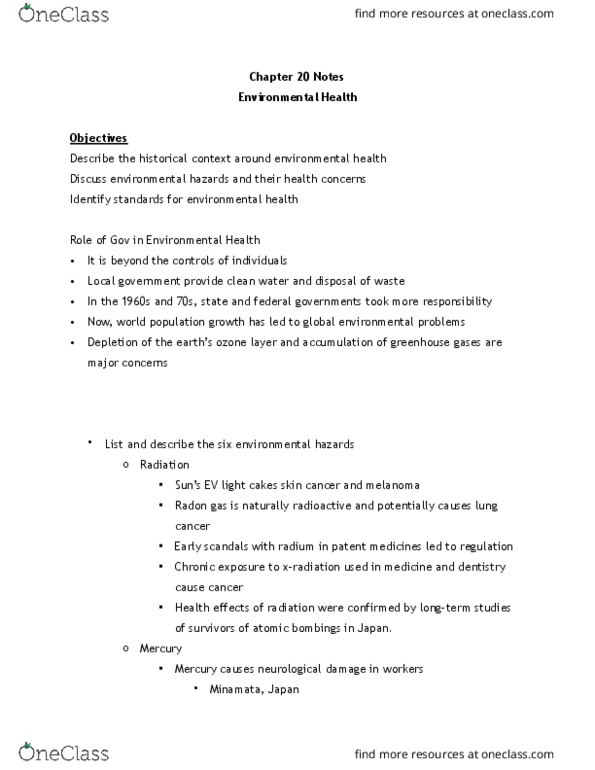 PUB 101 Lecture Notes - Lecture 11: Environmental Health, Radium, Melanoma thumbnail
