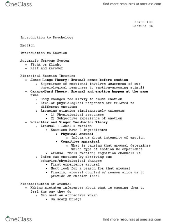 PSYCH 100 Lecture Notes - Lecture 34: Facial Expression, Paul Ekman, Caffeine thumbnail