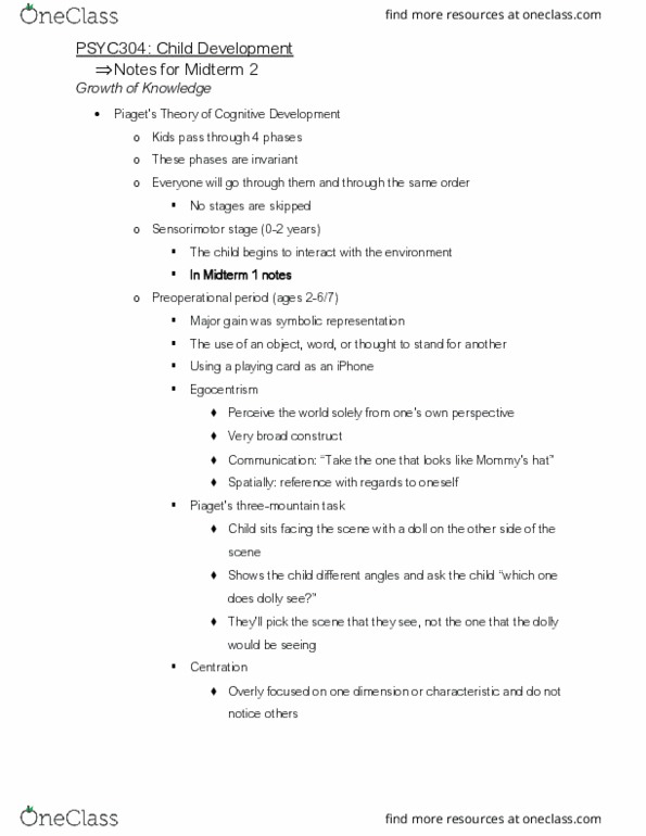 PSYC 304 Lecture Notes - Lecture 8: Playing Card, Egocentrism, Teddy Bear thumbnail