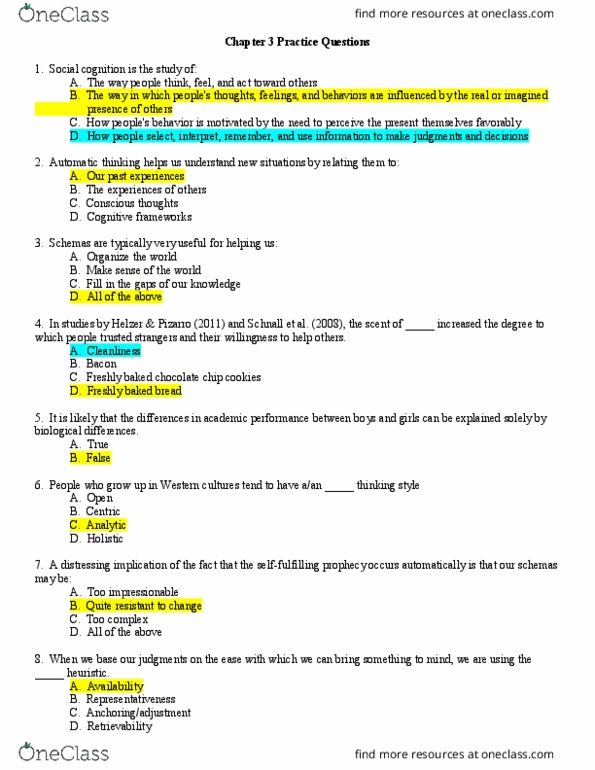 PSY BEH 104S Chapter Notes - Chapter 3: Chocolate Chip, Guitar Tunings, Availability Heuristic thumbnail