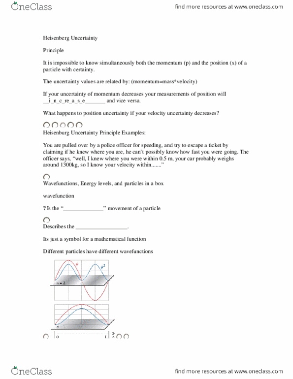 CHEM 1A Lecture Notes - Uncertainty Principle, Wave Function thumbnail