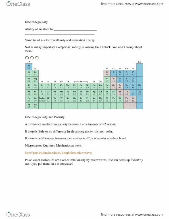 CHEM 1A Lecture Notes - Chemical Polarity, Electron Affinity, Electronegativity thumbnail